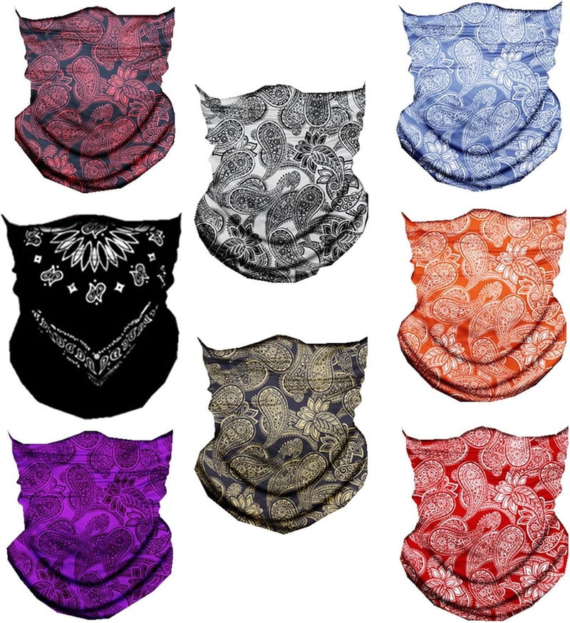 WYSUMMER 8PCS Scarves Bandanas Face Tube Black Headband, Motorcycle Multi Function Headwear Hat Scarf Neck Warmer Balaclava - Image 1